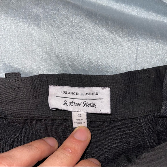 & Other Stories High Waist Tapered Button Front Black Pants - Picture 6 of 6